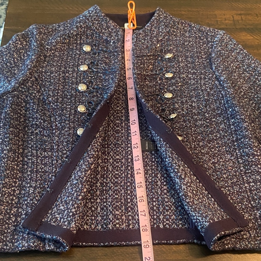 Sale! White House Black Market Stylishly Embellished Navy Tweed Blazer. Size S - Picture 12 of 16